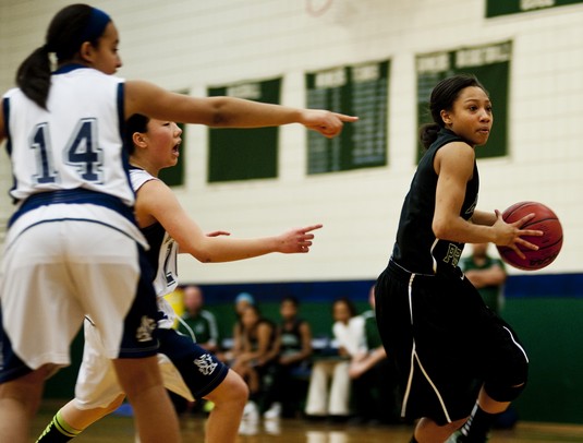 Arbor Prep High School Zakiya Wells drives pass the Green Hills defense on Monday, Feb. 11. Arbor Prep won 74-34. Daniel Brenner I AnnArbor.com